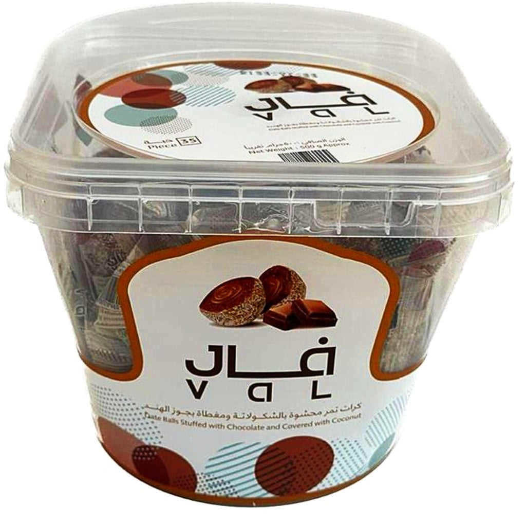 Container of VaL - stuffed dates with visible branding on a white background
